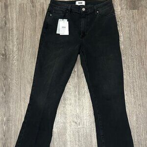 NWT PAIGE Anessa High Waist Crop Wide Leg Jeans in Black Lotus Size  30